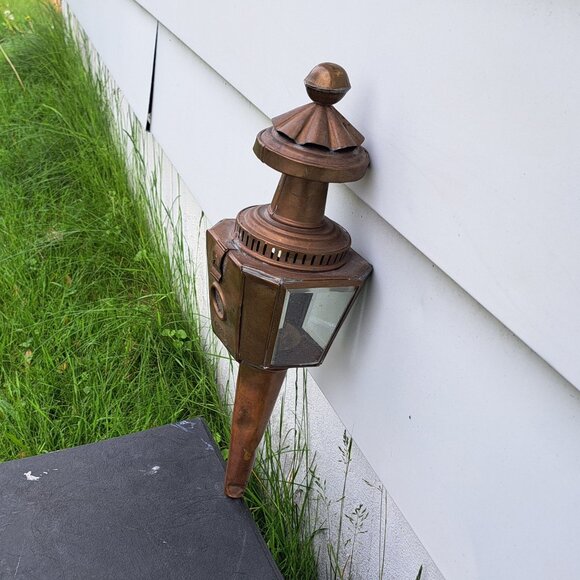 Pair of Brass Carriage Lamps - Picture 9 of 11